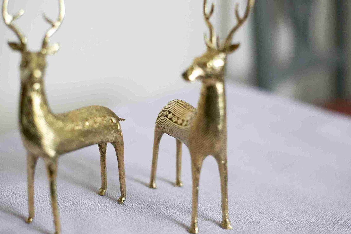Handcrafted brass deer pair figurines décor from Divine Handicrafts
