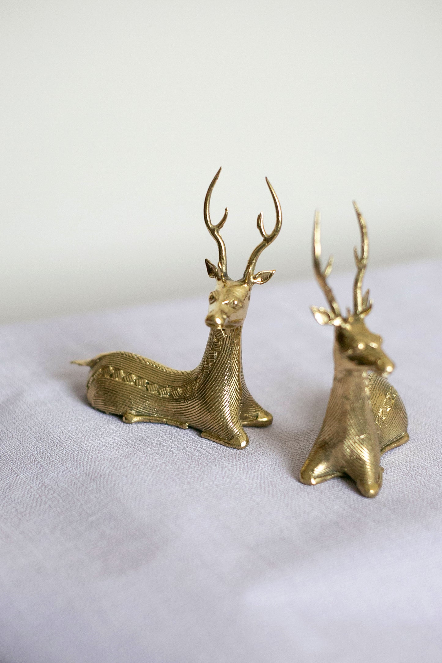 Handmade Brass Sitting Deer Pair, Dhokra Brass Decor, Showpiece, Vastu, Pack of 2