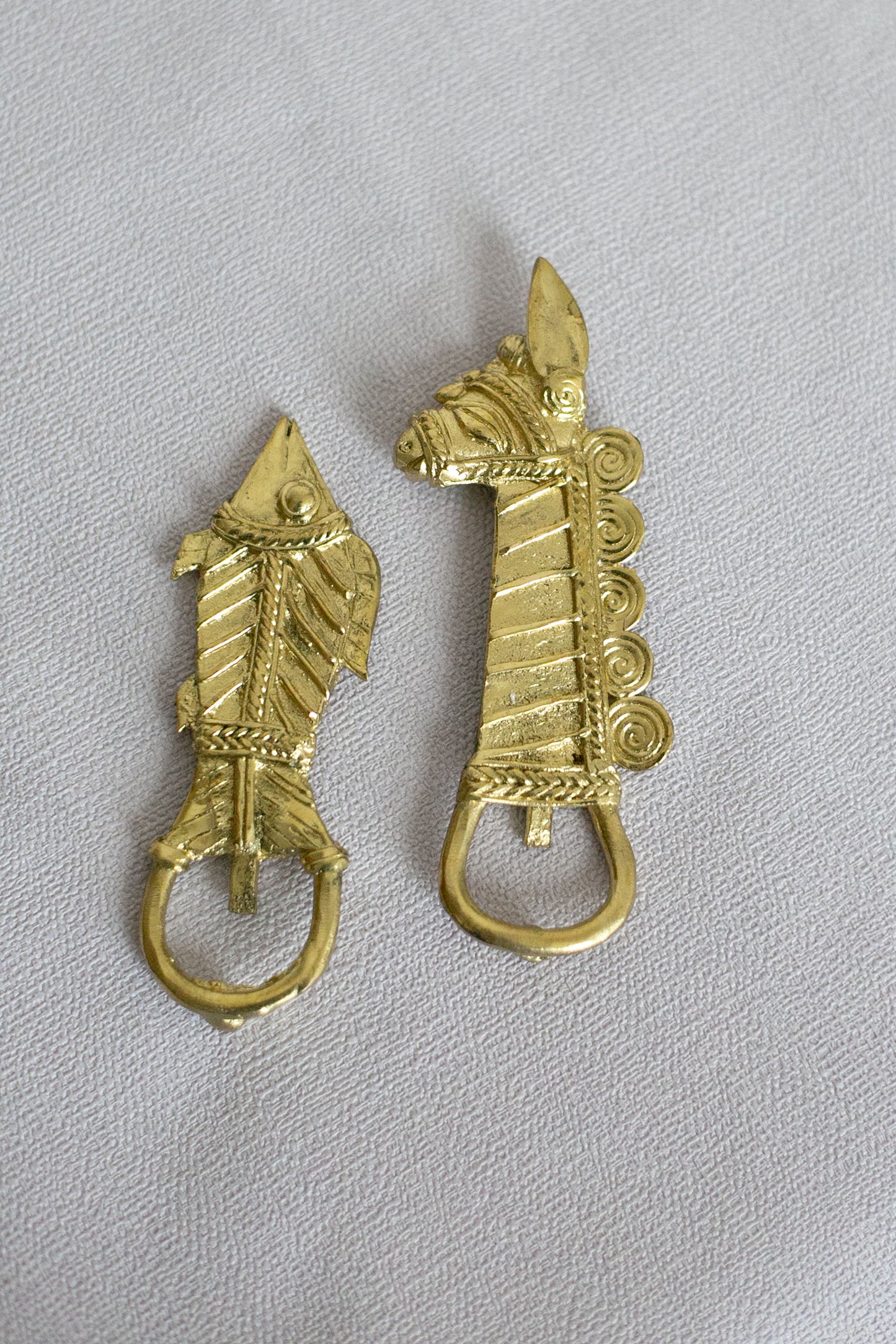 Handmade Vintage Style Brass Metal Dhokra Bottle Opener Set, (Set of 2)