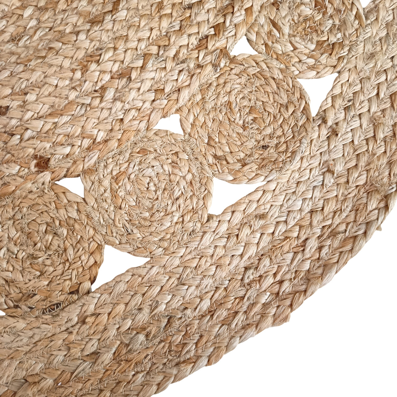 DivineHandicrafts Natural Beige Jute Area Rug - Handwoven, Round Shaped, Braided Design for Indoor Spaces - 80 cm Diameter