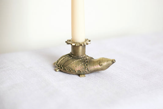 Authentic Dhokra Casted Tortoise Candle Holder Made by Tribal Artisan