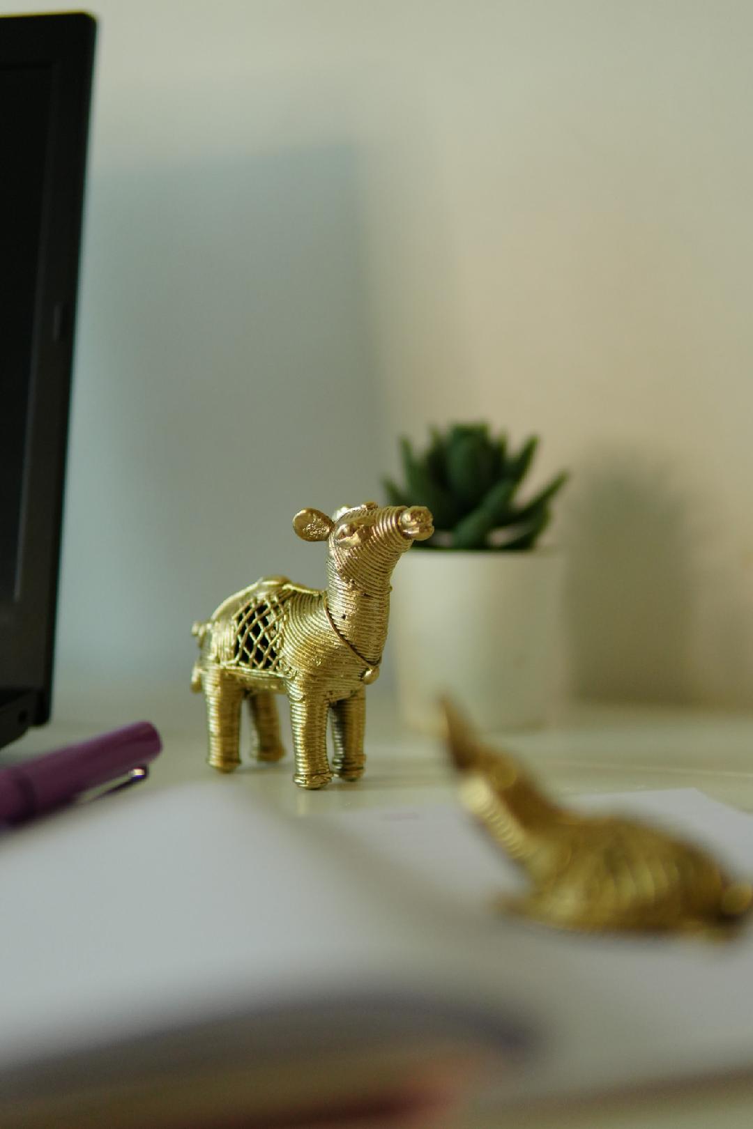 Handmade Dhokra Brass Camel Statue For Table Top and Gift