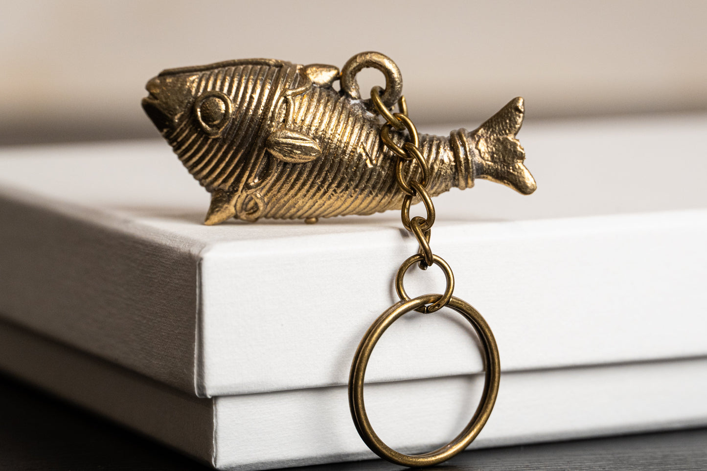 Dhokra Fish Shaped Keychain