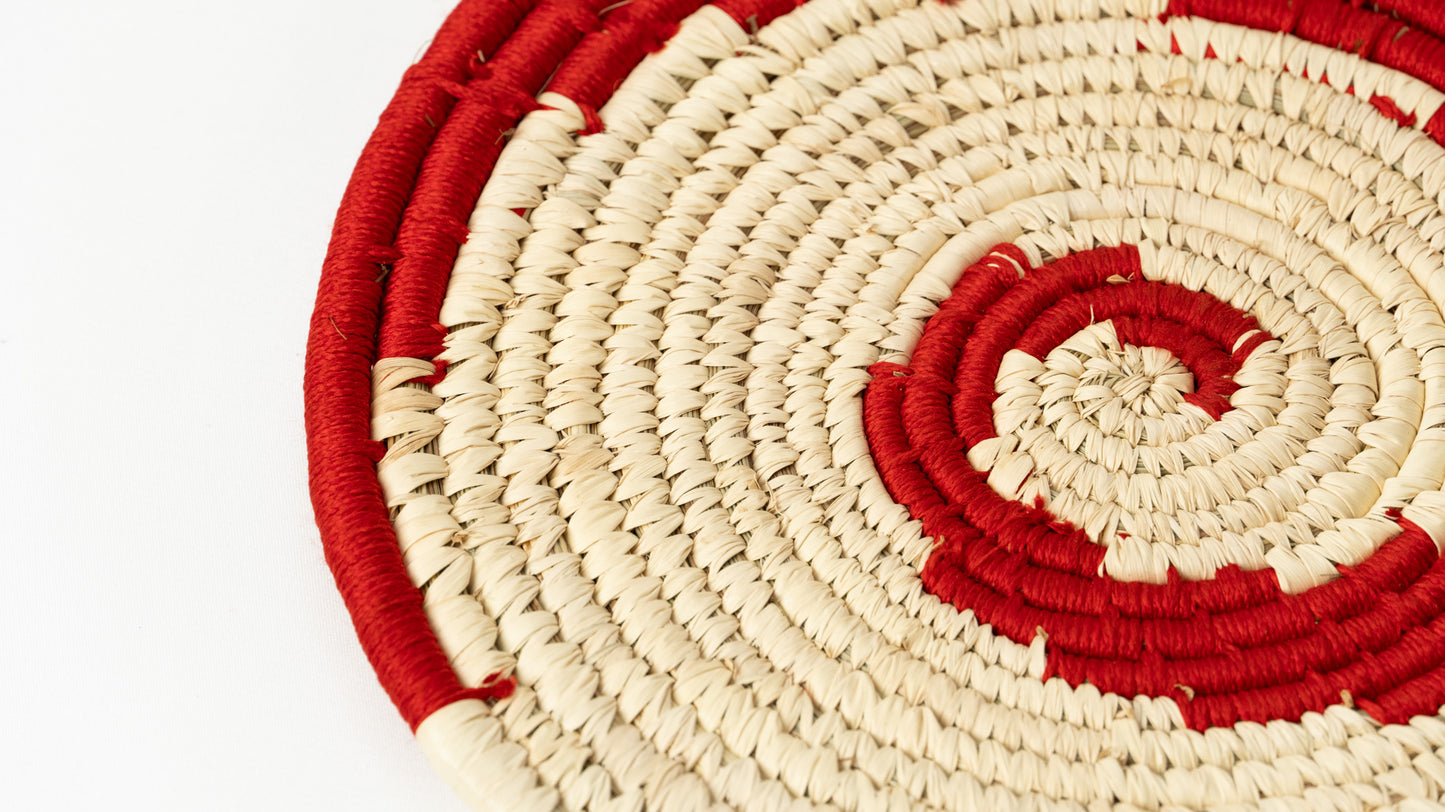 Handmade Natural Red Sabai Grass Coaster Set of 3
