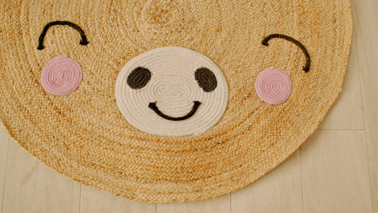 DivineHandicrafts Cute Natural Reindeer Designed Kids Handwoven Boho Area Rug for Nursery Bedroom Living Area