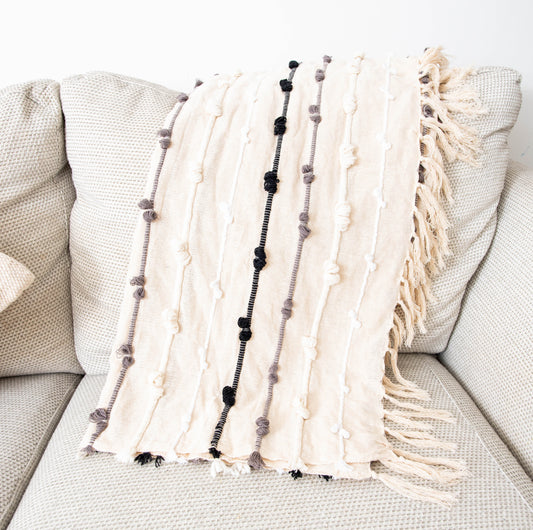 Cotton Blanket Black & White Throw