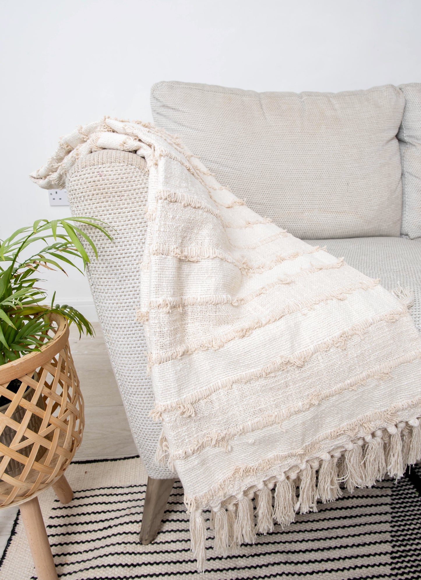 Cotton Blanket Beige Colour Throw for Home Bed 50X60 inch