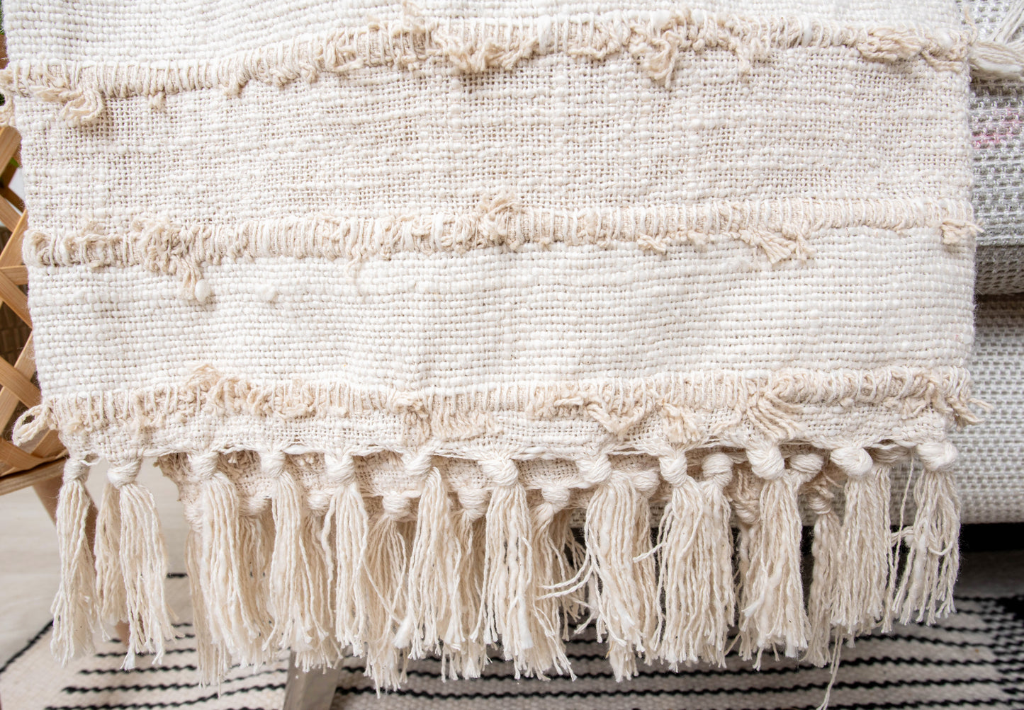 Cotton Blanket Beige Colour Throw for Home Bed 50X60 inch