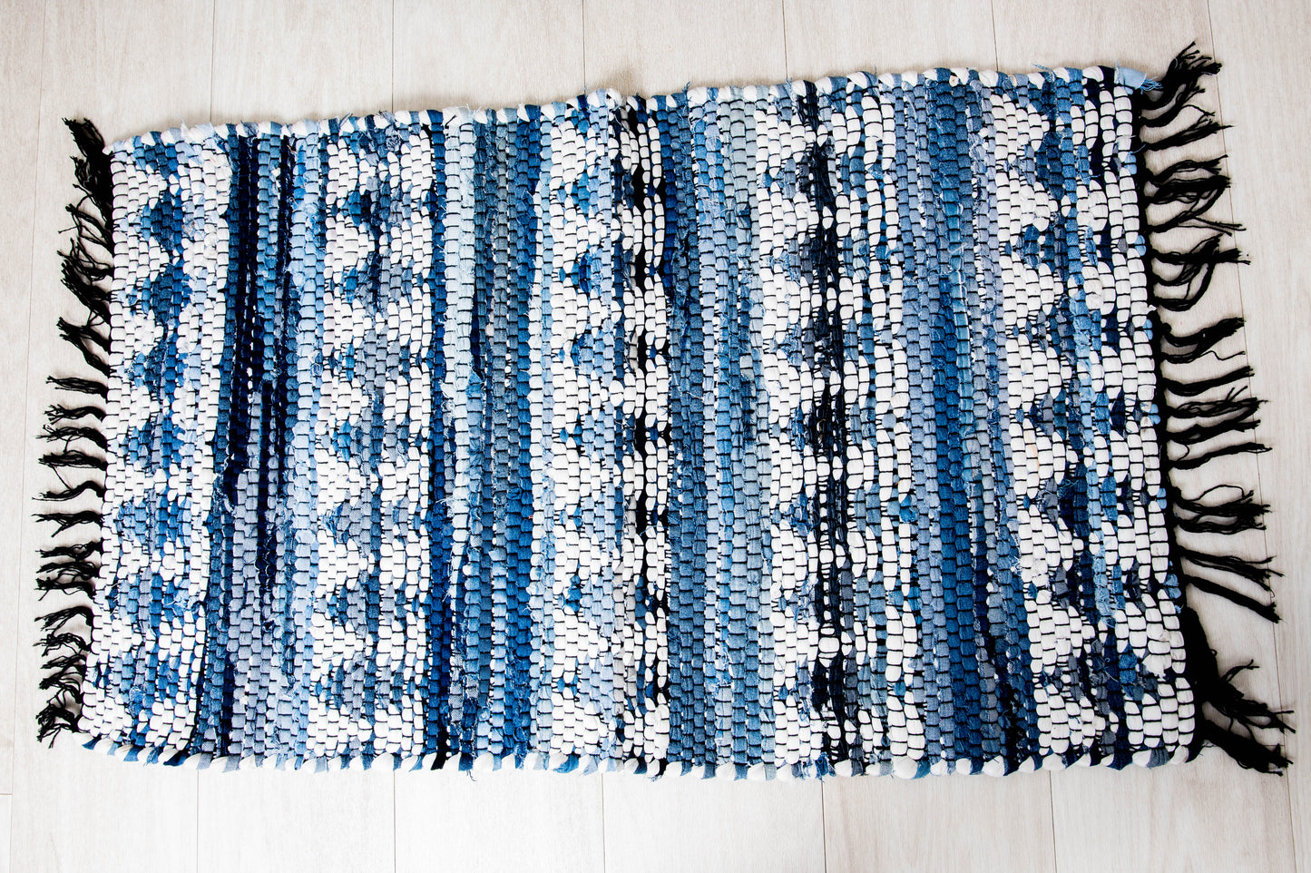 Blue Printed Chindi Rag Rug
