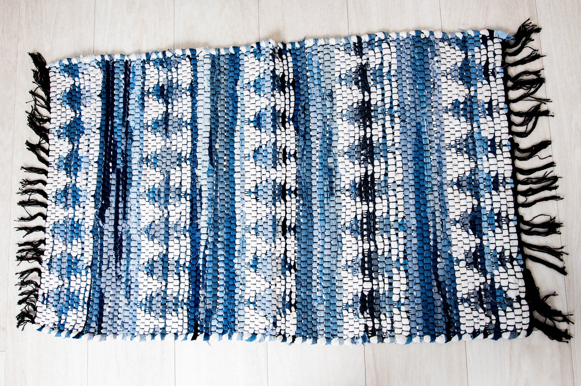 Blue Printed Chindi Rag Rug