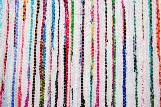 Cotton stripe chindi rag rug