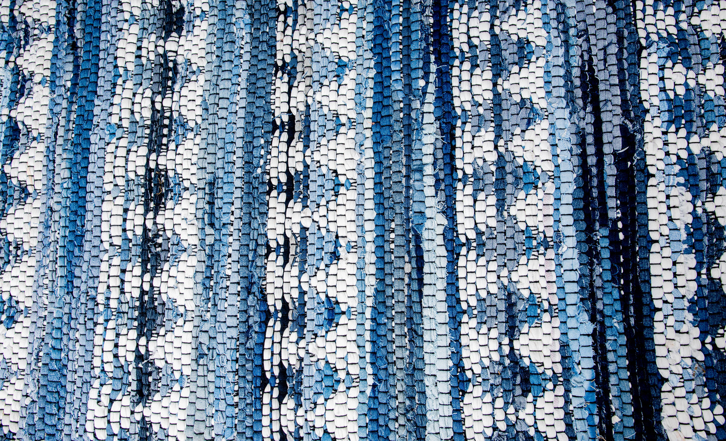 Handwoven Sustainable Designer Printed Chindi Rag Rug Made From Recycled Cotton