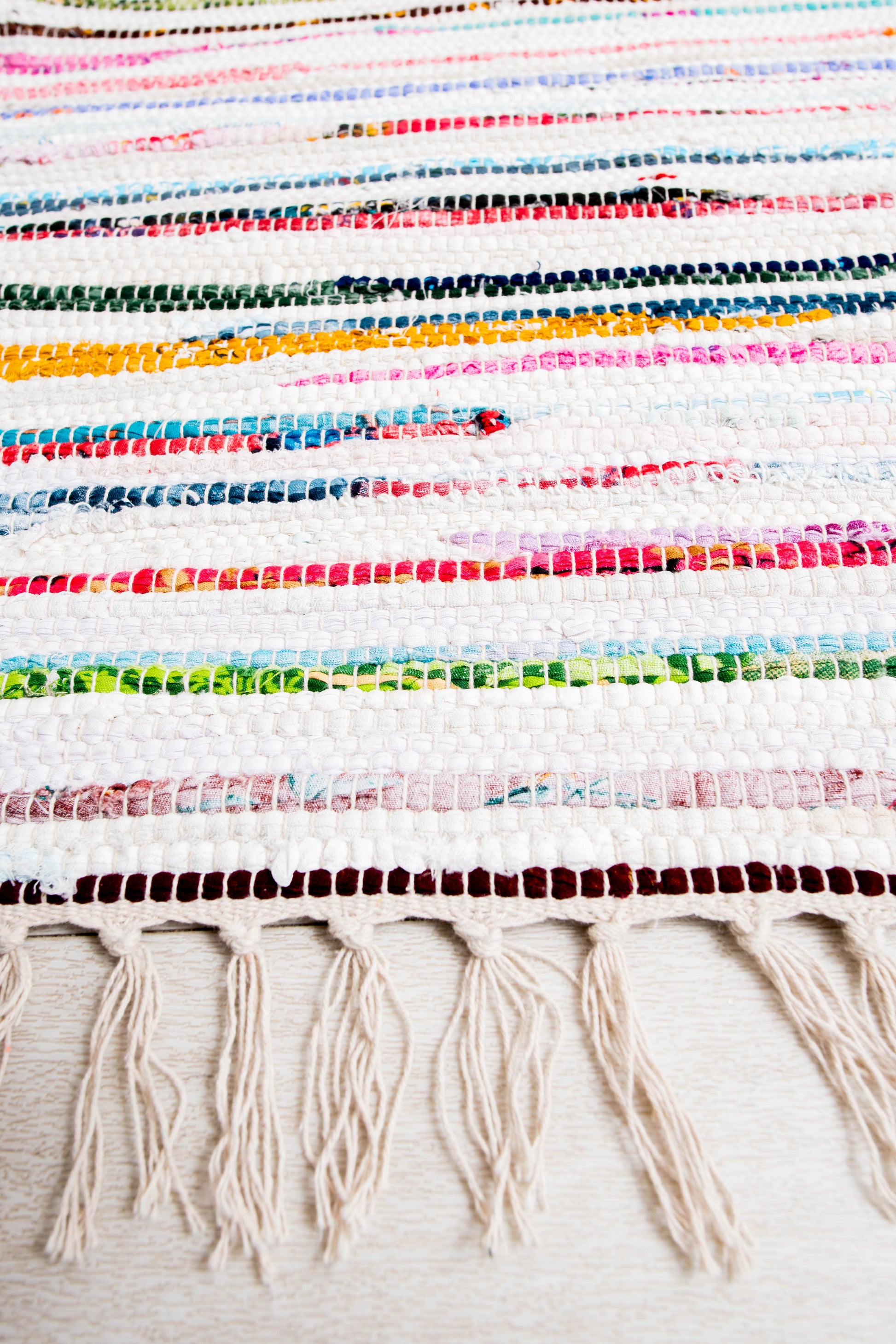 Cotton stripe chindi rag rug
