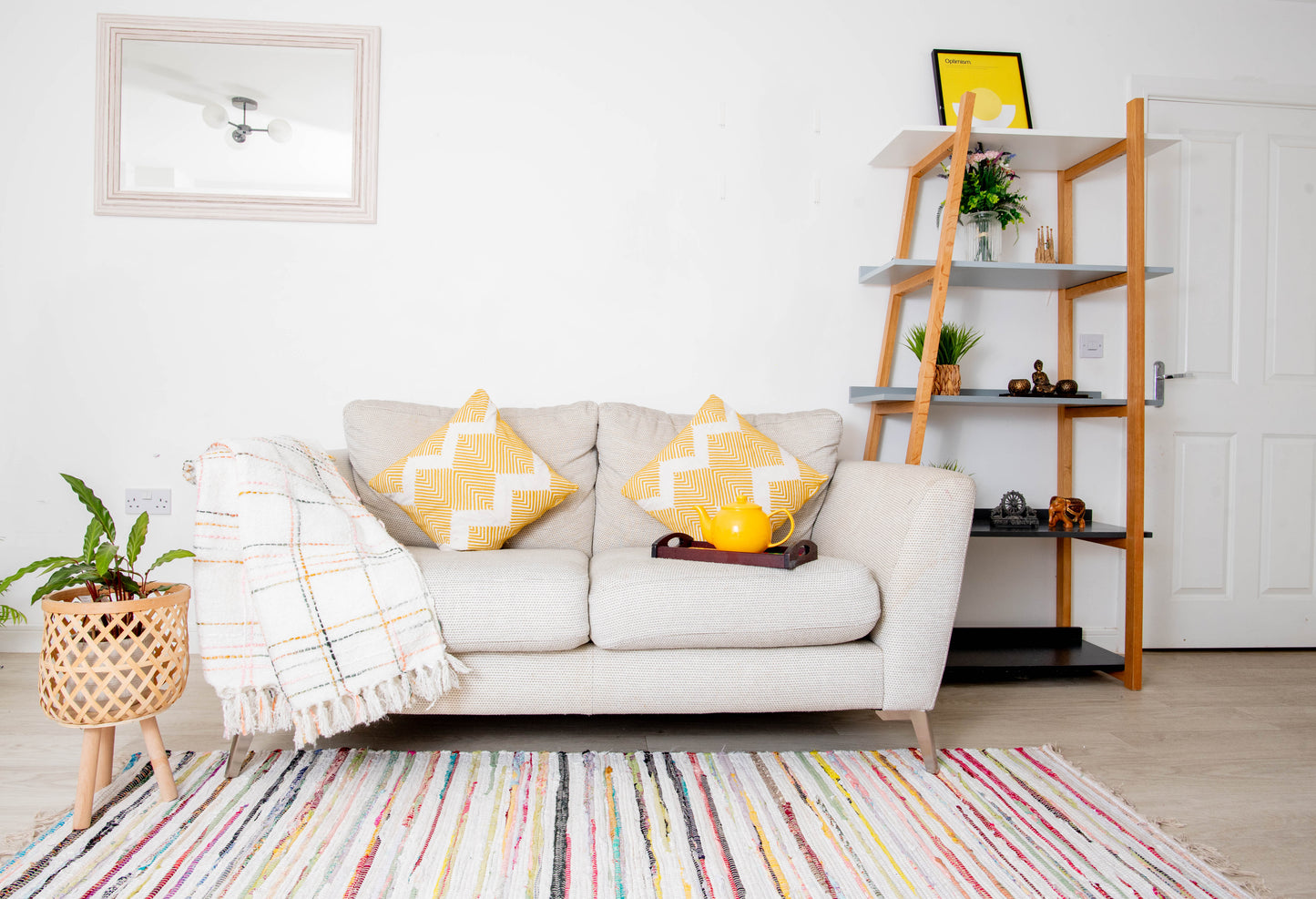 Cotton stripe chindi rag rug