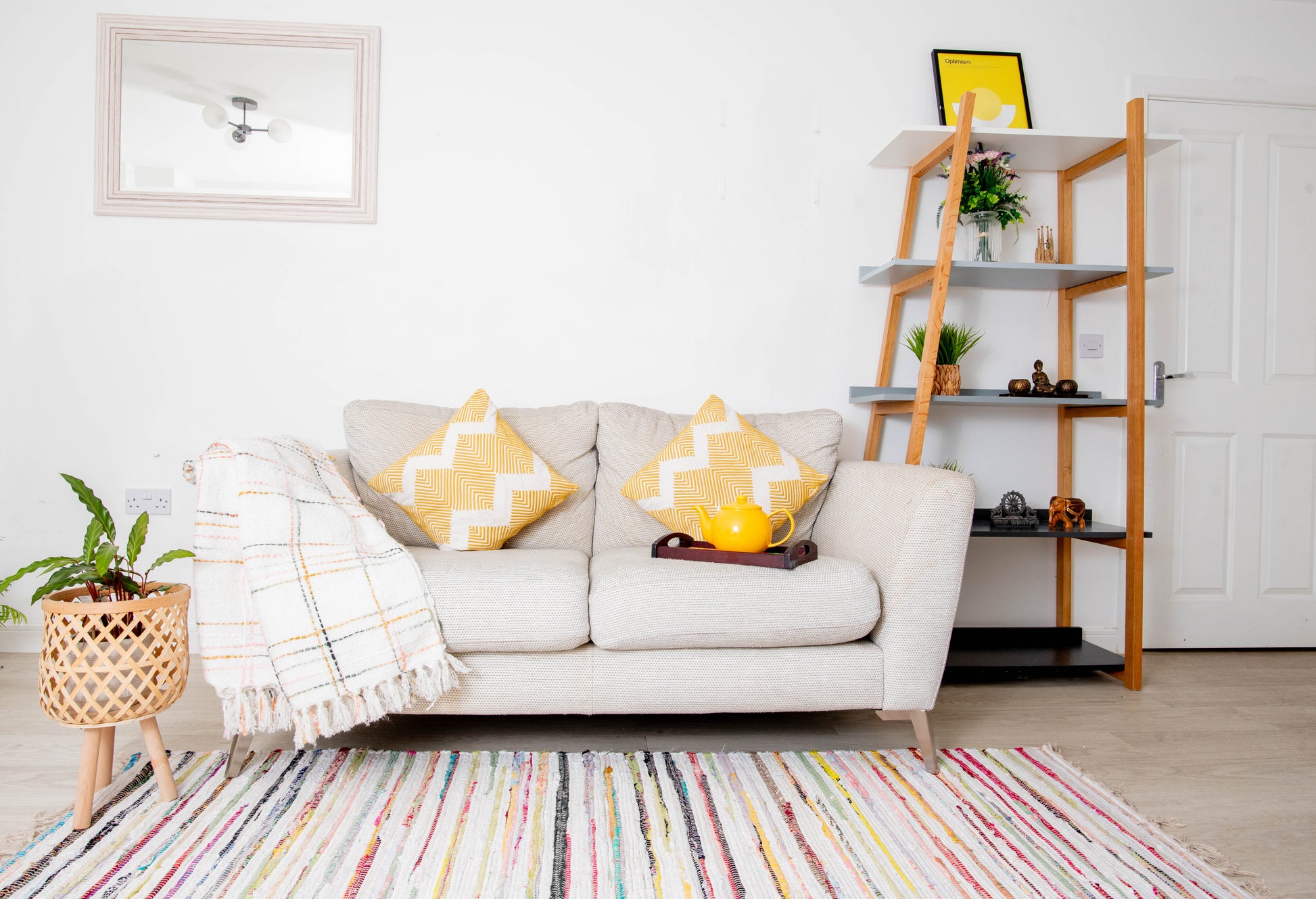 Cotton stripe chindi rag rug