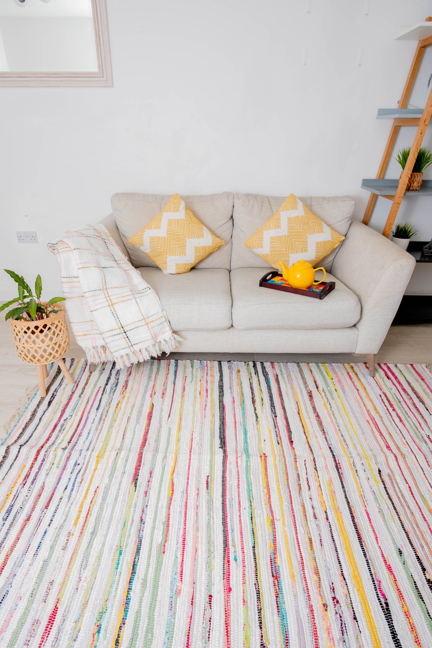 Cotton stripe chindi rag rug