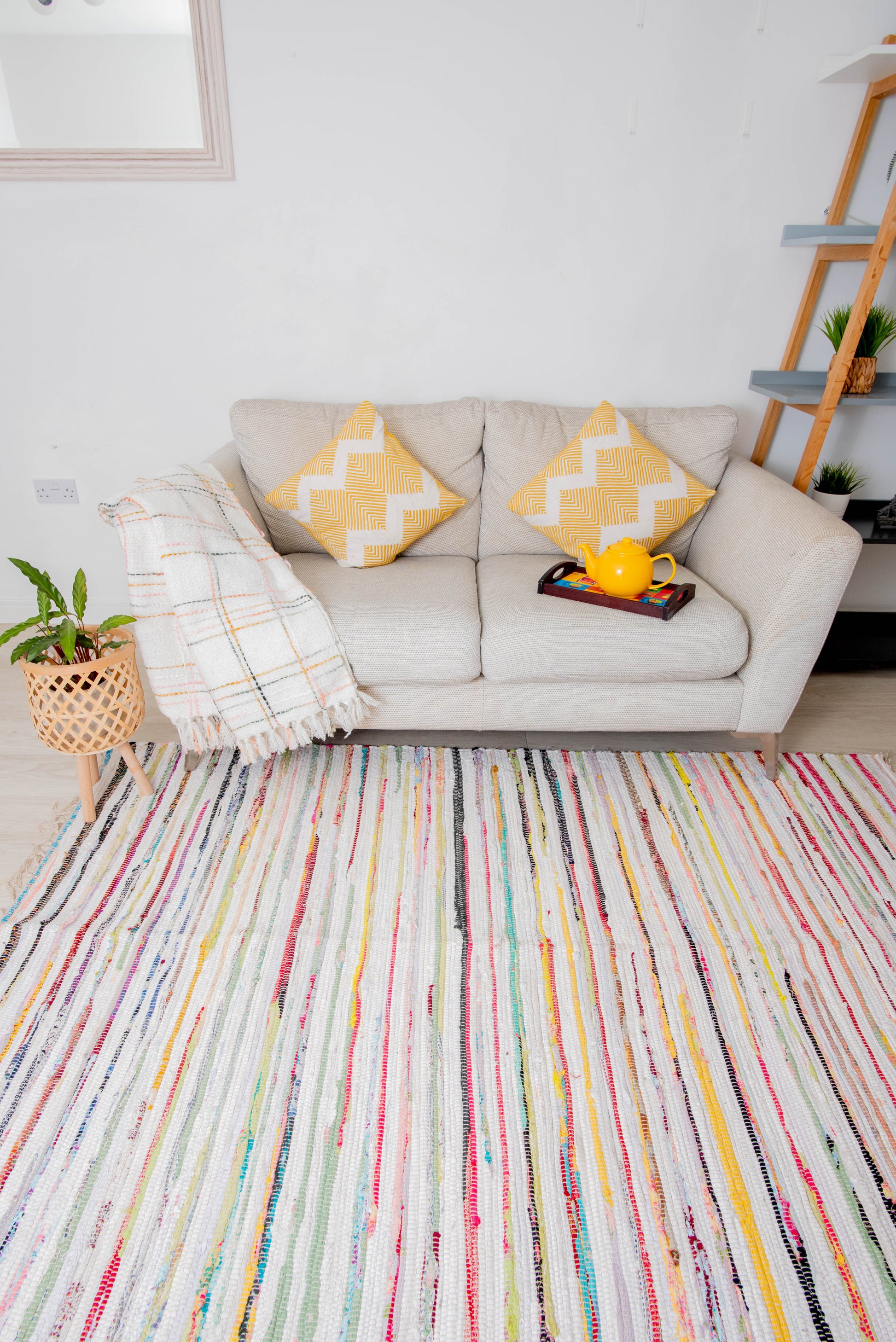 Cotton stripe chindi rag rug