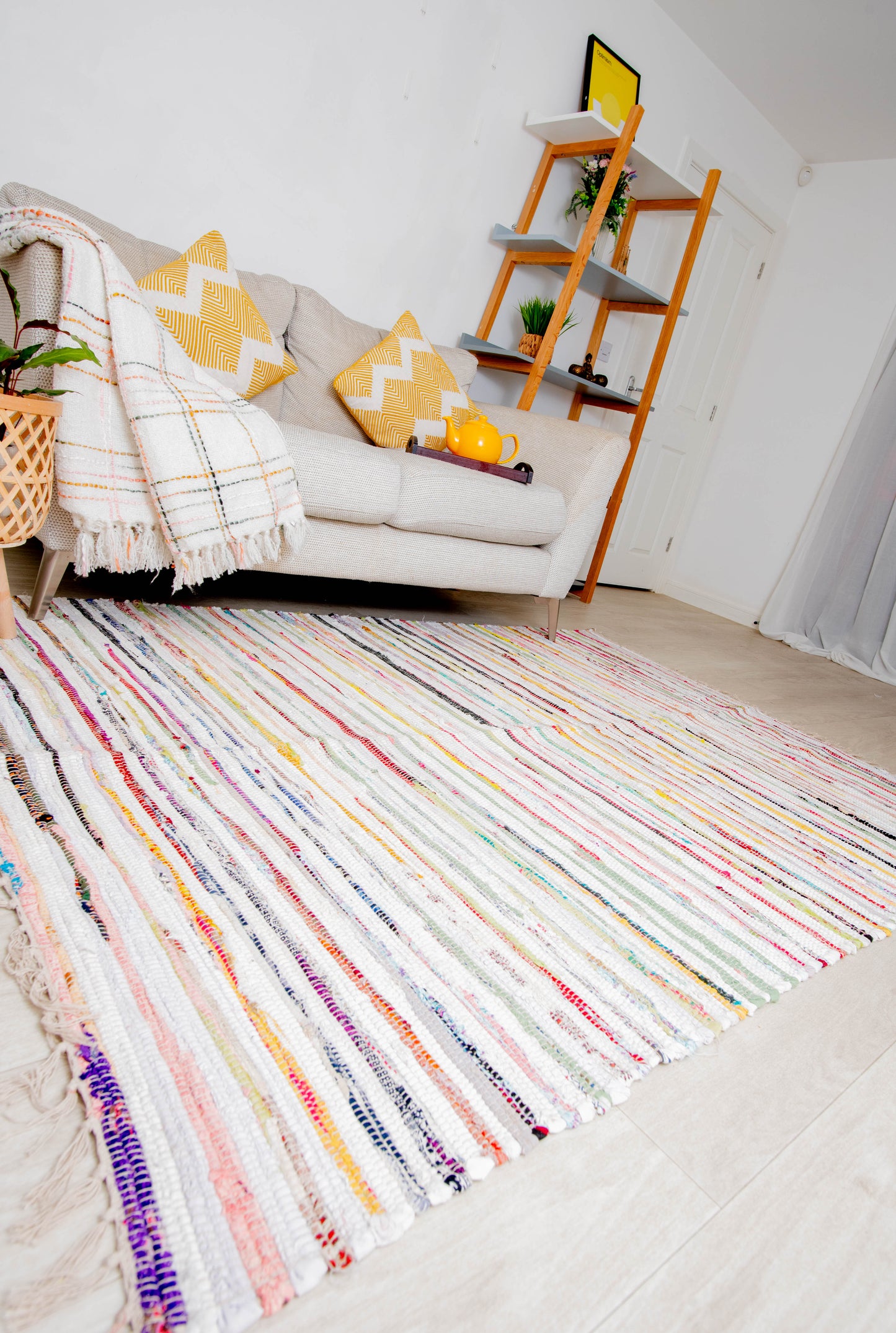 Cotton stripe chindi rag rug
