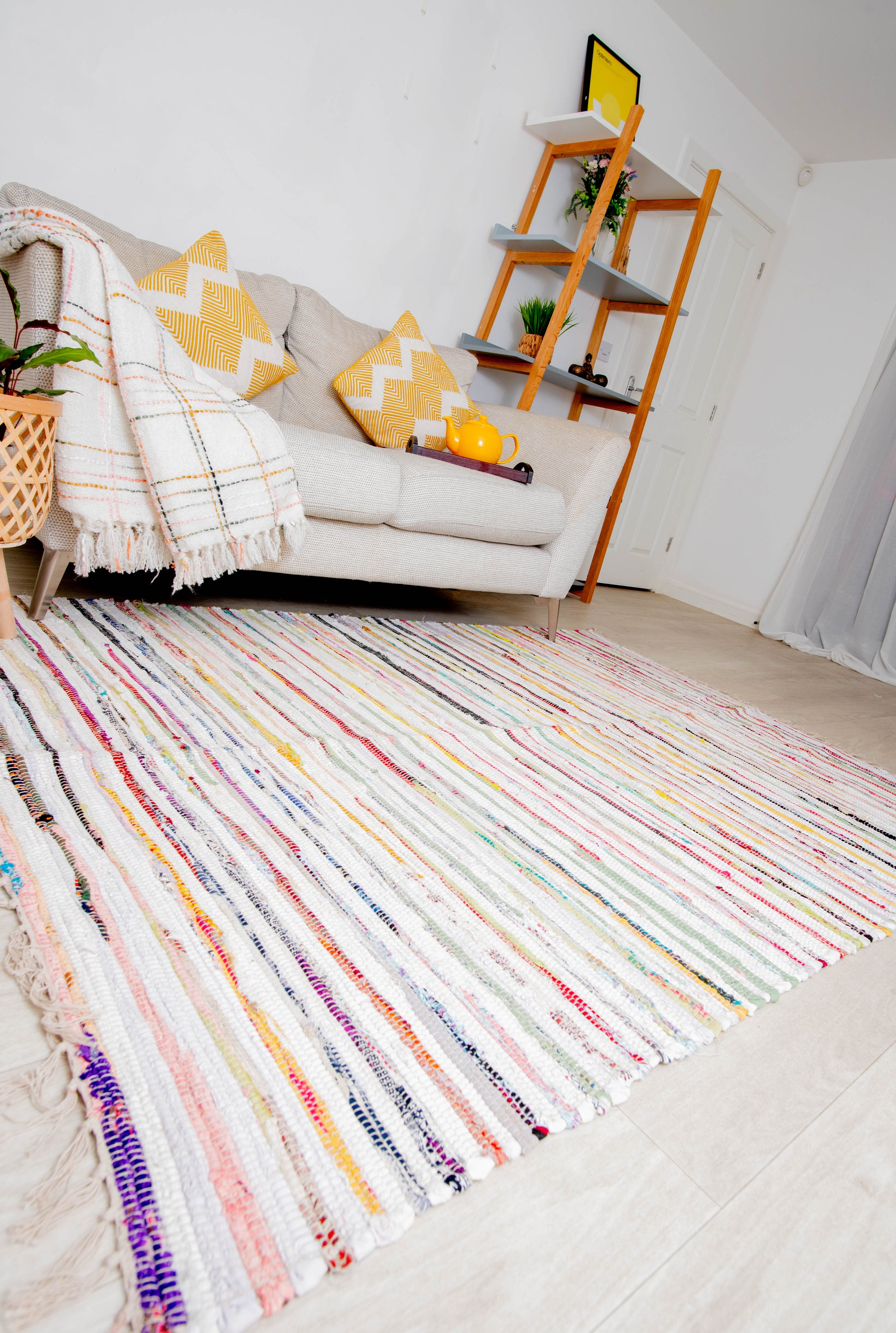 Cotton stripe chindi rag rug