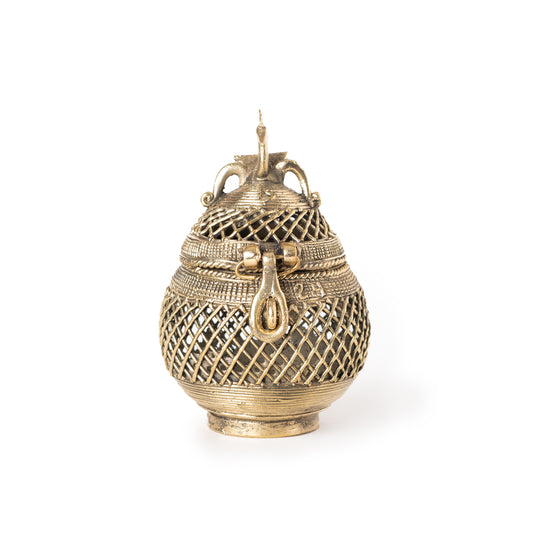 Handmade Dhokra Art Vintage Style Metal Kalash Pot Shaped Jewellery Box