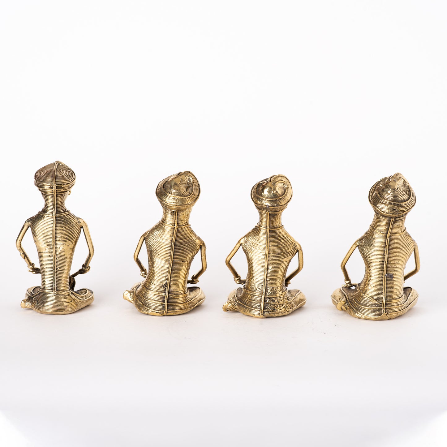Vintage Style Dhokra Casted Musician Statue (4 in one)