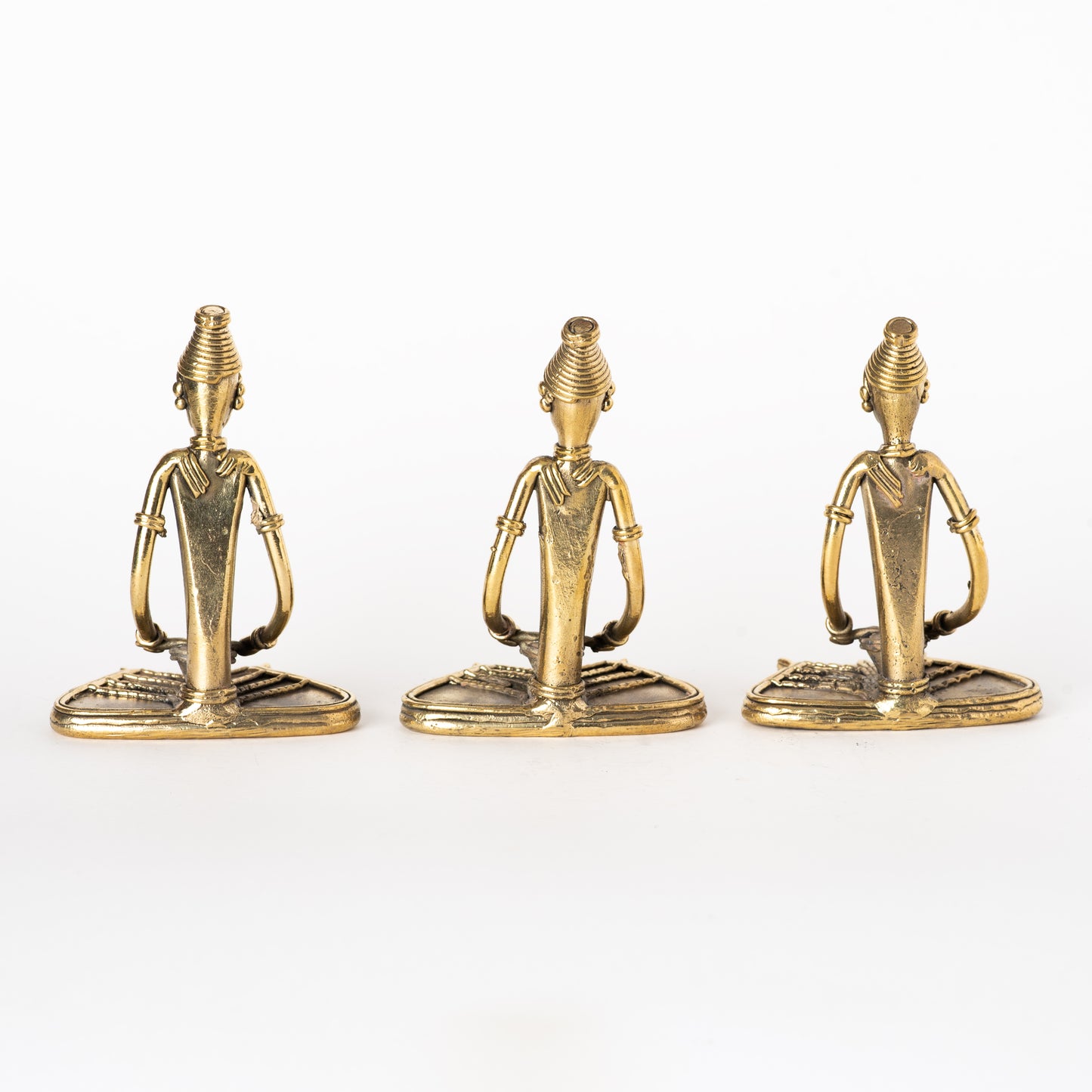 Vintage Style Dhokra Art Brass Metal Sitting Women Musician (3 in one)