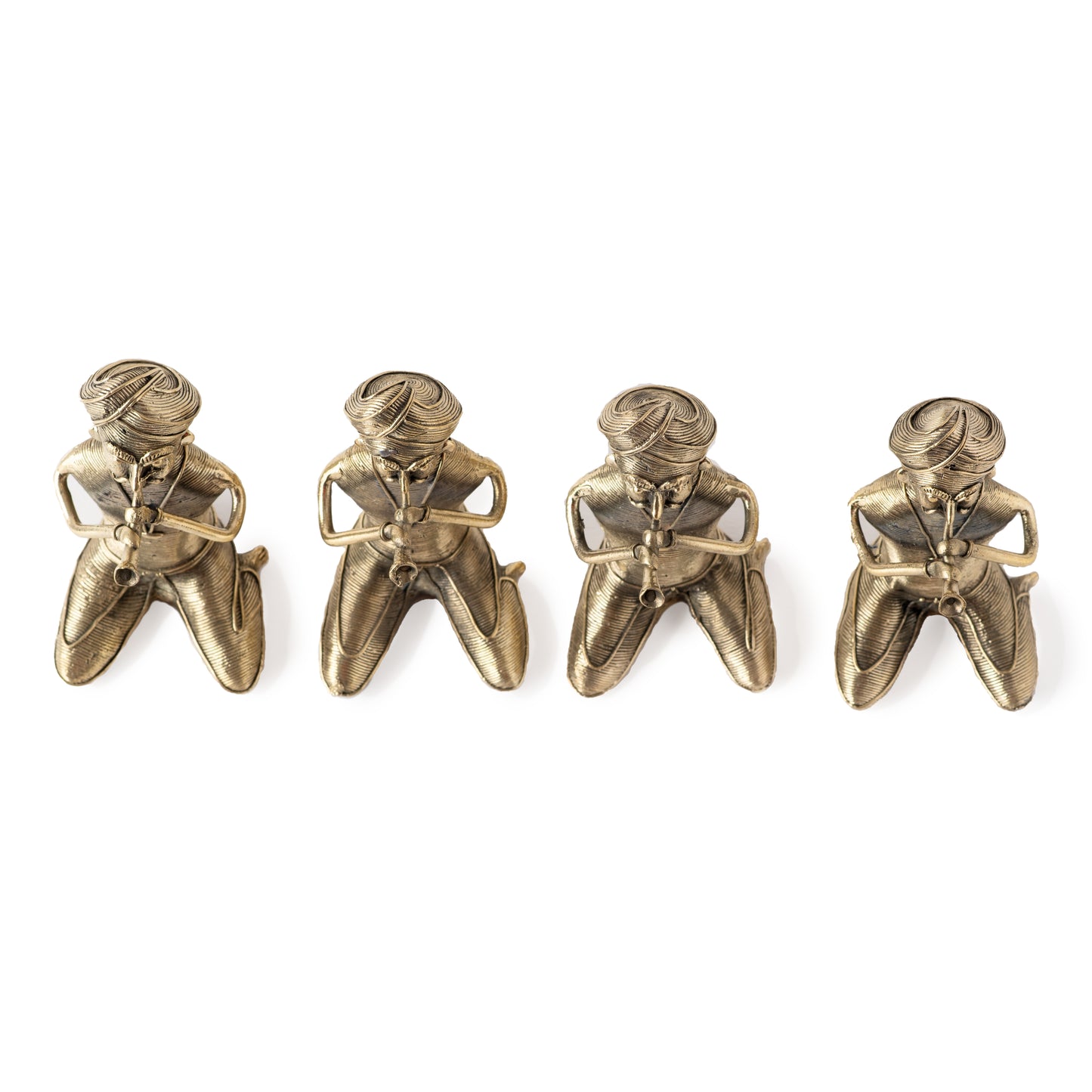 Vintage Style Dhokra Casted Musician Statue (4 in one)