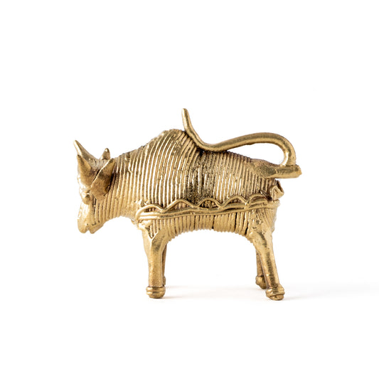 Vintage Style Golden Metal Medium Bull Figurine