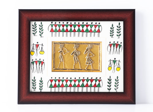 Three People Dancing Dhokra Frame