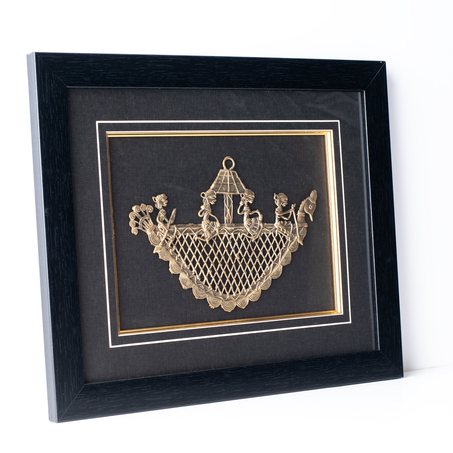 Peacock Boat Shaped Dhokra Wall Art