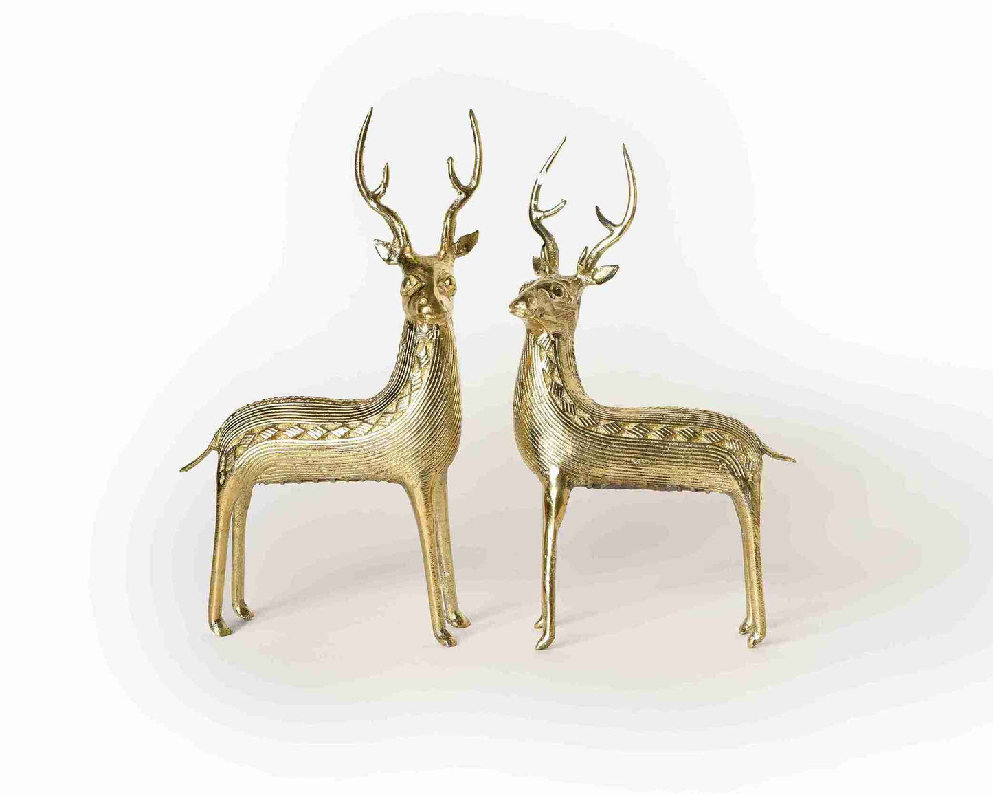 Vintage-style handcrafted brass deer figurine, a symbol of elegance and tradition from Divine Handicrafts