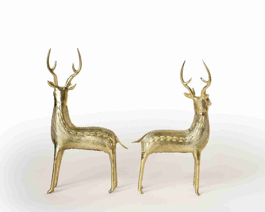 Brass Standing Deer Pair