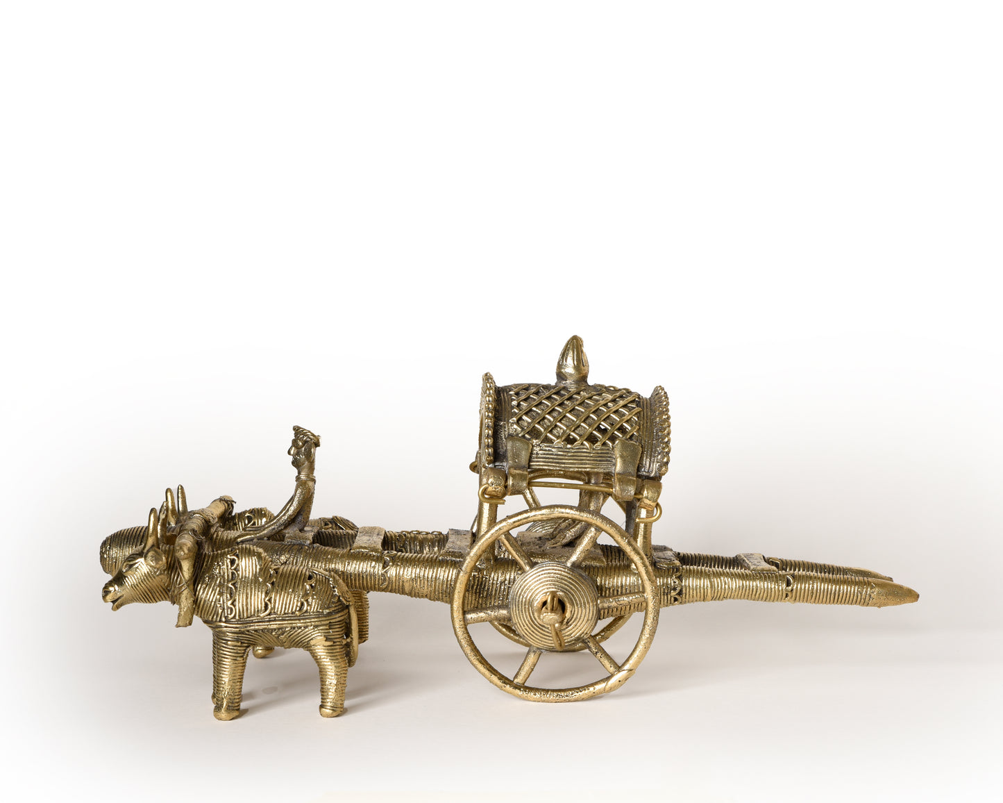 Premium Handmade Brass Metal Dhokra Casted Bullock Cart Made by Tribal Artisans