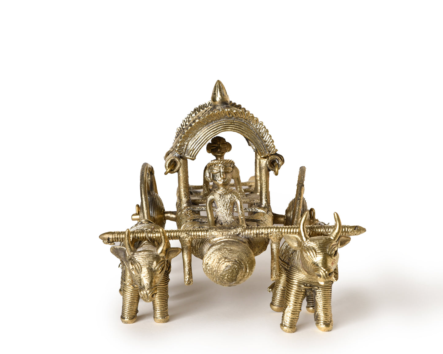 Premium Handmade Brass Metal Dhokra Casted Bullock Cart Made by Tribal Artisans