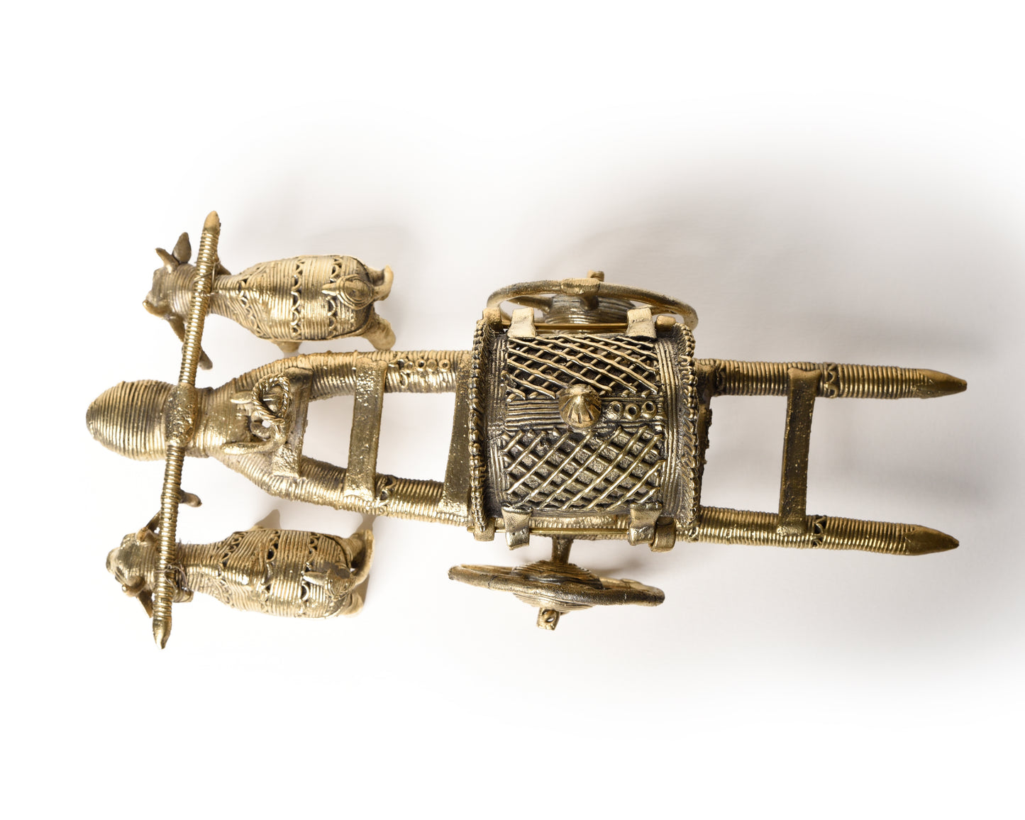 Premium Handmade Brass Metal Dhokra Casted Bullock Cart Made by Tribal Artisans
