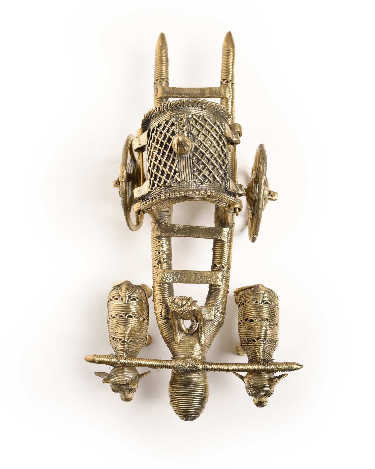 Premium Handmade Brass Metal Dhokra Casted Bullock Cart Made by Tribal Artisans