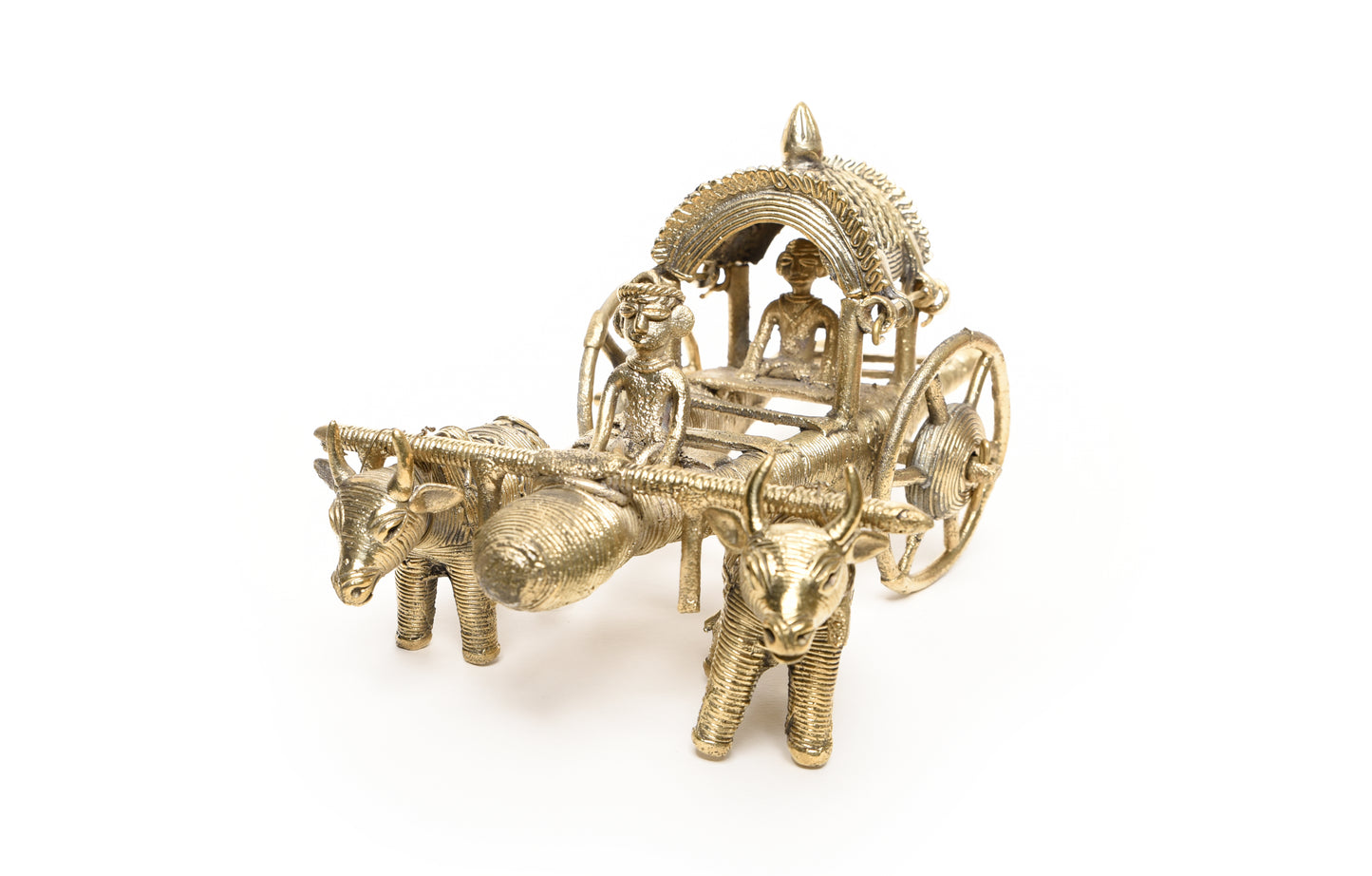 Premium Handmade Brass Metal Dhokra Casted Bullock Cart Made by Tribal Artisans