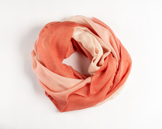 Peach & White Handloom Scarf