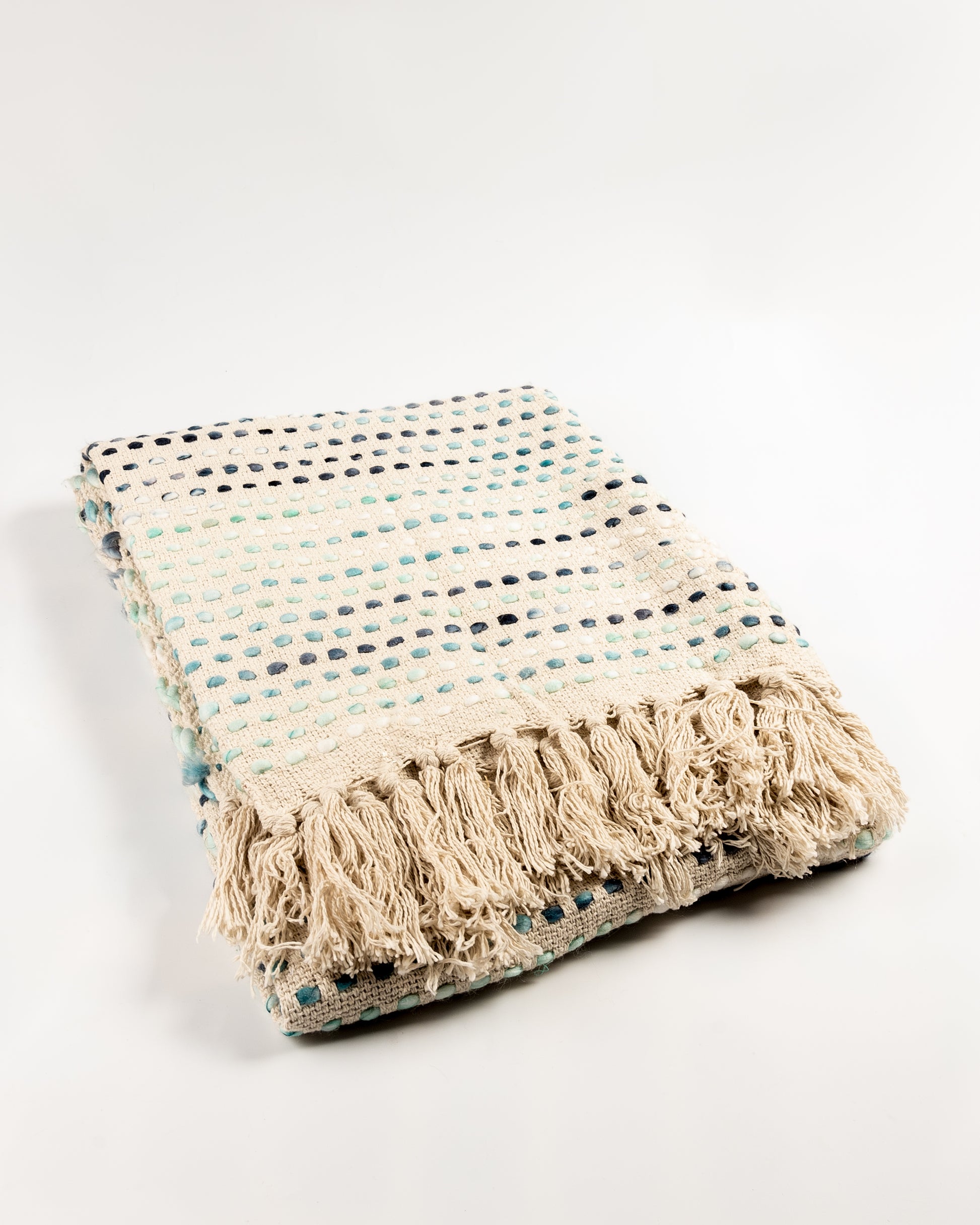 Turquoise Dots Patterned Throw
