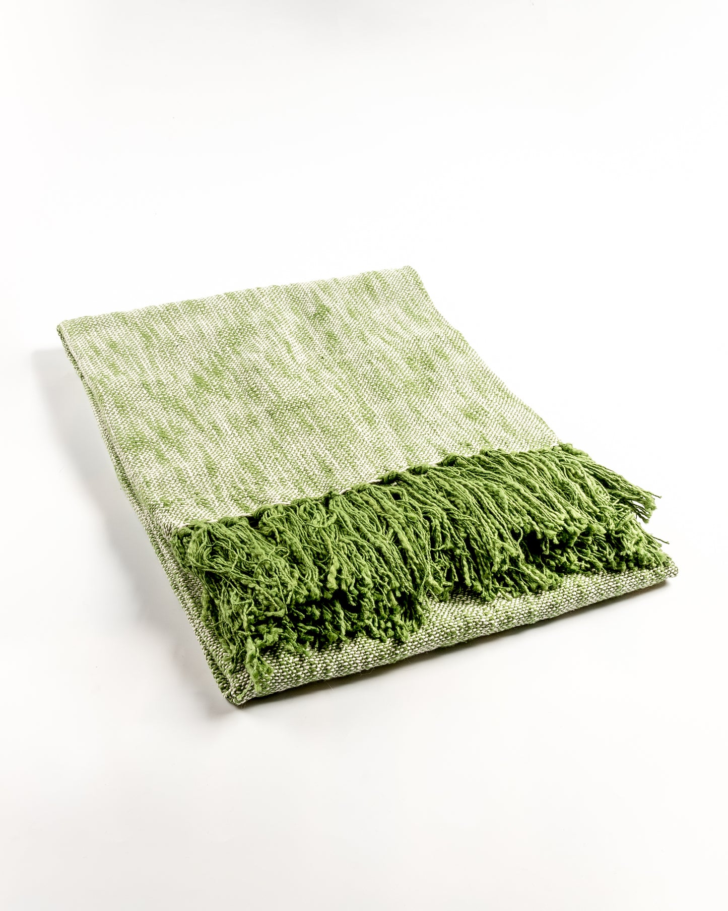 Green and White Patterned Throw