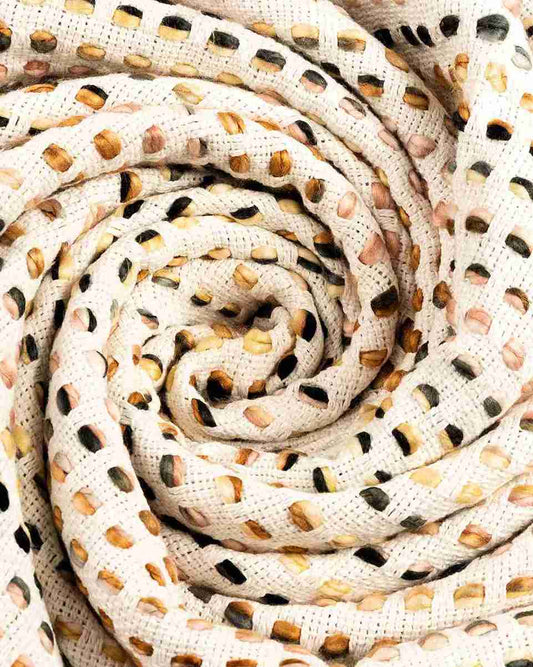 Cotton Beige Dots Patterned Throw
