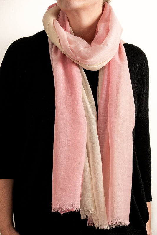 Handloom Pink & White Scarf