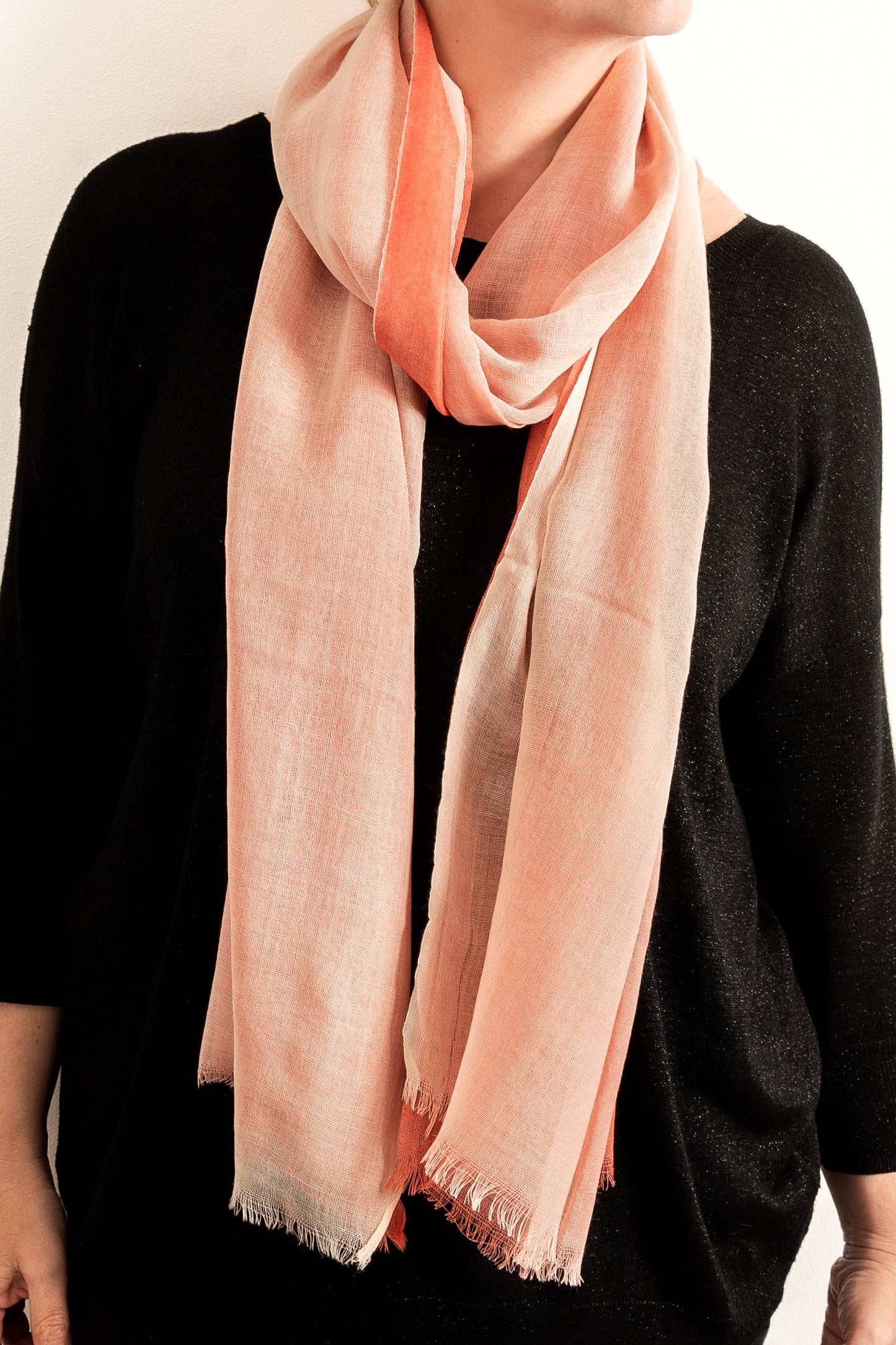 Peach & White Handloom Scarf