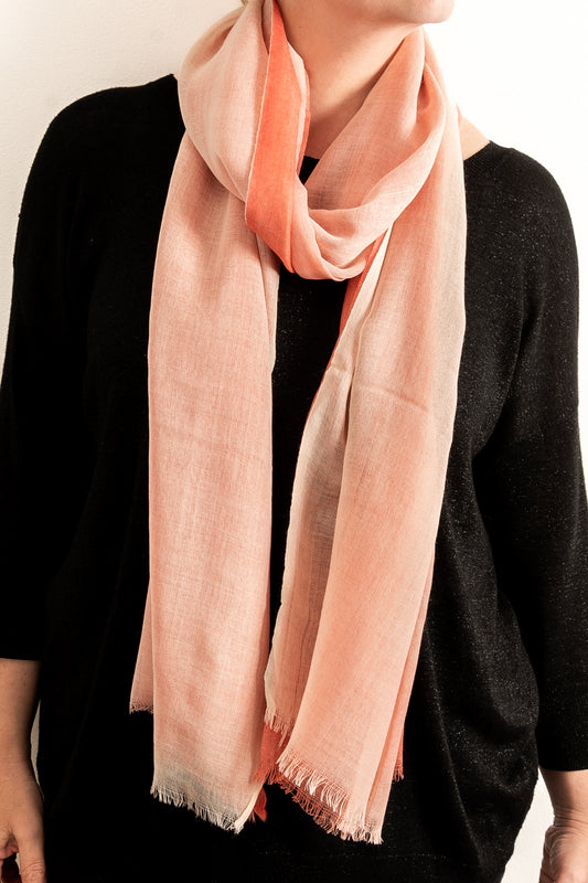 Peach & White Handloom Scarf