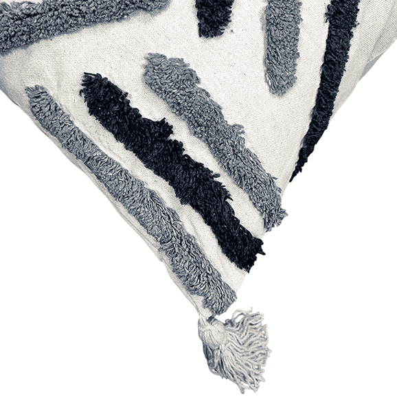 Artisan-crafted cotton tufted cushion with tassels, adding a touch of elegance to any living space from Divine Handicrafts