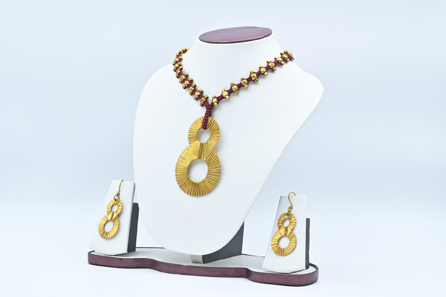 Golden Premium Lucky eight necklace with Matching Ear Ring Sustainable Jewellery