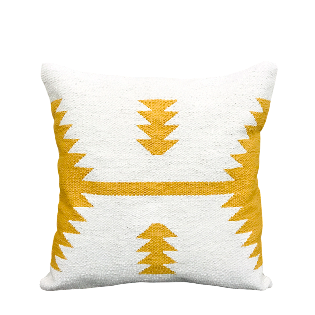 DivineHandicrafts Handcrafted Pure Yellow Family Cotton Cushion Covers-Set of 4