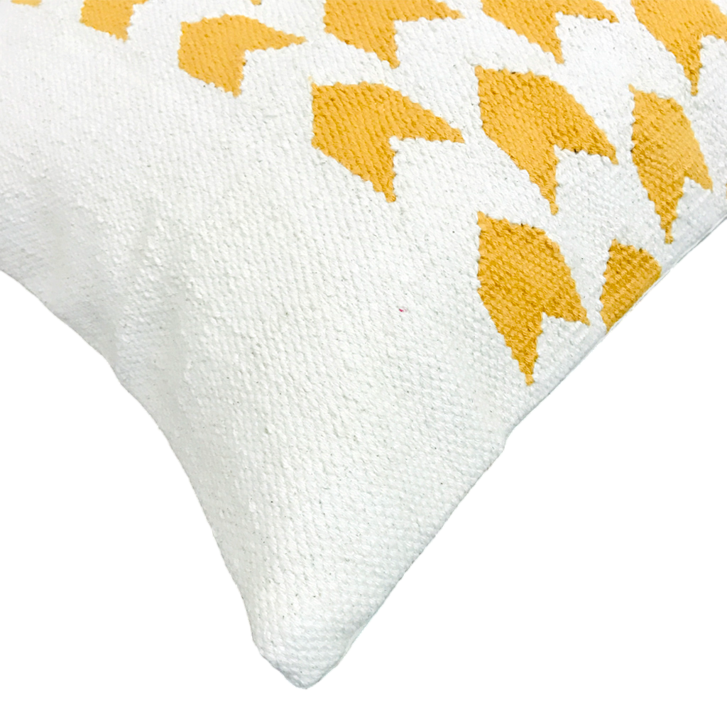 DivineHandicrafts Handcrafted Pure Yellow Family Cotton Cushion Covers-Set of 4