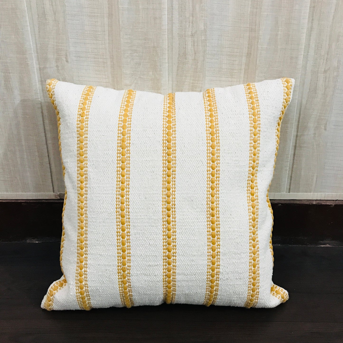 DivineHandicrafts Handcrafted Pure Yellow Family Cotton Cushion Covers-Set of 4