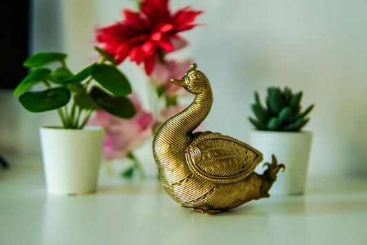 Dhokra Statue Metal Indian Swan Bird Figurine for Home Decor